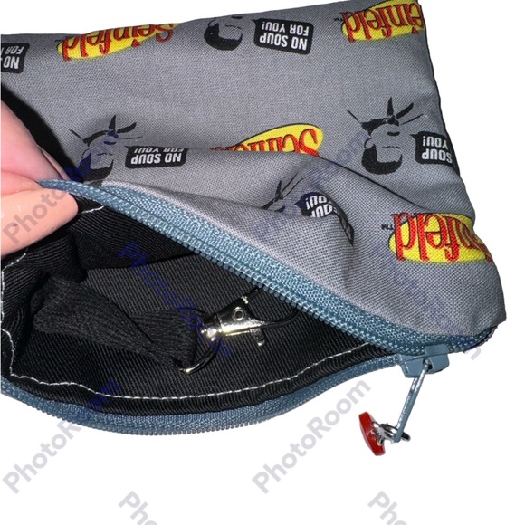 Seinfeld grey no soup for U coin purse inside key hook hand made cotton fun gift - Picture 2 of 2